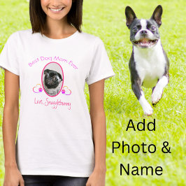 犬の写真 ベストドッグマム ハート フットプリント Tシャツ