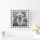 犬の写真，名前，私の友人，最高のポートプリント スクエア壁時計 (ホーム)