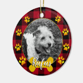 犬の写真，家族の子犬，骨，前足，バッファロープレイド セラミックオーナメント (左)
