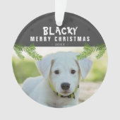 犬の写真 松の枝 雪の結晶 メリークリスマス オーナメント (正面)