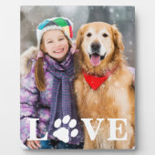 犬の写真LOVEかわいいパーソナライズされたペットの前足プリント フォトプラーク (正面)