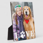 犬の写真LOVEかわいいパーソナライズされたペットの前足プリント フォトプラーク (側面)
