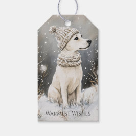 犬の冬 雪 クリスマス ギフトタグ