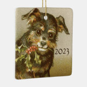 犬の初めてのクリスマスオーナメントカスタマイズ セラミックオーナメント (右)