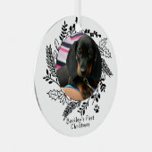 犬の初めてのクリスマスパーソナライズされた写真と名前 メタルオーナメント (正面右)