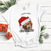 犬の初めてのクリスマスパーソナライズされた犬の写真 Tシャツ