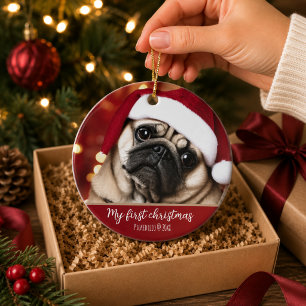 犬の初めてのクリスマスフォトオーナメント セラミックオーナメント
