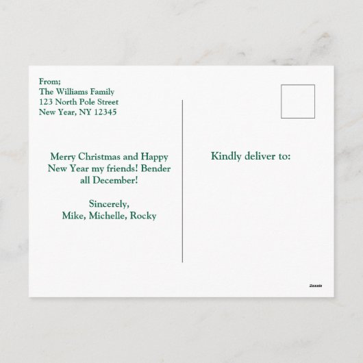 犬の初めてのクリスマスフォトツリーパーソナライズされた, Pet, シーズンポストカード (裏面)