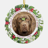 犬の初めてのクリスマスフォーエバーホーム2フォトミスタントー セラミックオーナメント (正面)
