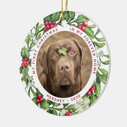 犬の初めてのクリスマスフォーエバーホーム2フォトミスタントー セラミックオーナメント (左)