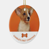犬の初めてのクリスマス写真記念品 2026 セラミックオーナメント (右)