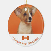 犬の初めてのクリスマス写真記念品 2026 セラミックオーナメント (左)
