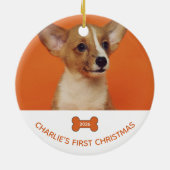 犬の初めてのクリスマス写真記念品 2026 セラミックオーナメント (裏面)