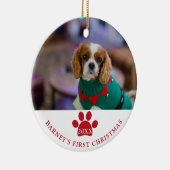 犬の初めてのクリスマス写真 セラミックオーナメント (右)