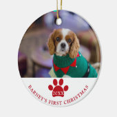 犬の初めてのクリスマス写真 セラミックオーナメント (左)