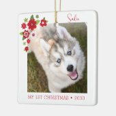 犬の初めてのクリスマス写真 セラミックオーナメント (左)