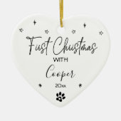 犬の初めてのクリスマス名前をカスタムすると写真 セラミックオーナメント (正面)