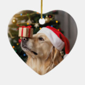 犬の初めてのクリスマス名前をカスタムすると写真 セラミックオーナメント (裏面)