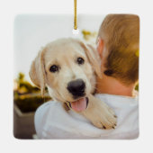 犬の初めてのクリスマス白黒タンプレイド セラミックオーナメント (裏面)