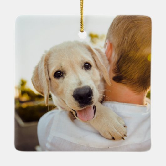 犬の初めてのクリスマス白黒タンプレイド セラミックオーナメント (裏面)