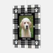 犬の初めてのクリスマス白黒タンプレイド メタルオーナメント (正面左)