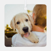 犬の初めてのクリスマス白黒タンプレイド メタルオーナメント (裏面)