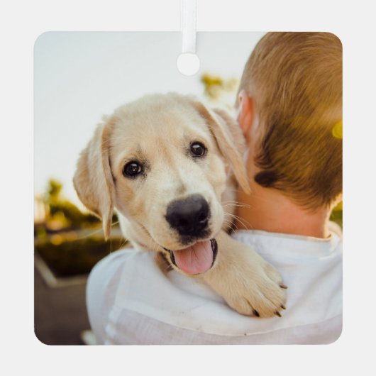 犬の初めてのクリスマス白黒タンプレイド メタルオーナメント (裏面)