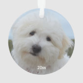 犬の初めてのクリスマス白黒バッファロープレイド オーナメント (裏面)