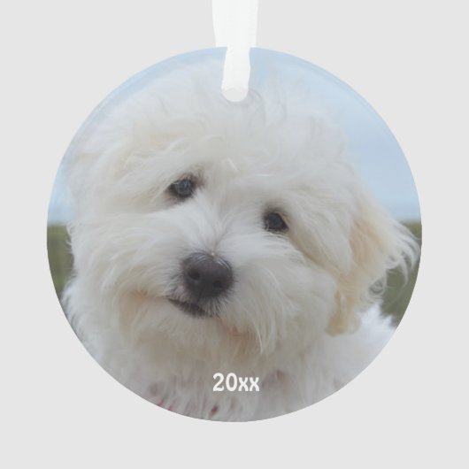 犬の初めてのクリスマス白黒バッファロープレイド オーナメント (裏面)