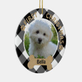 犬の初めてのクリスマス2面2フォトバッファローチェック セラミックオーナメント (右)