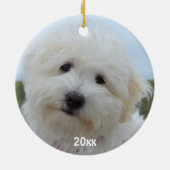 犬の初めてのクリスマス2面2フォトバッファローチェック セラミックオーナメント (裏面)