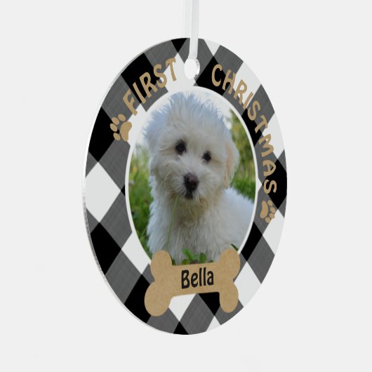 犬の初めてのクリスマス2面2写真 メタルオーナメント (正面右)