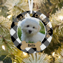 犬の初めてのクリスマス2面2写真 メタルオーナメント