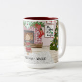 犬の初めてのクリスマス カスタマイズ ツートーンマグカップ (正面右)