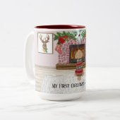 犬の初めてのクリスマス カスタマイズ ツートーンマグカップ (正面左)