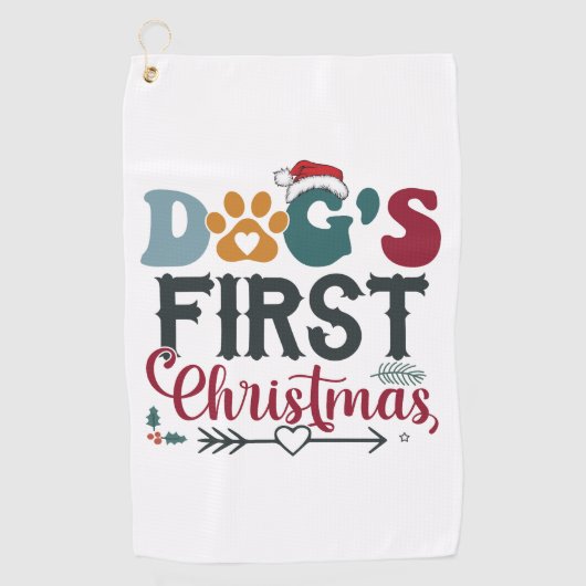 犬の初めてのクリスマス ゴルフタオル (正面)