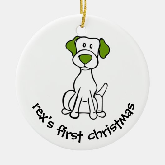 犬の初めてのクリスマス セラミックオーナメント (正面)