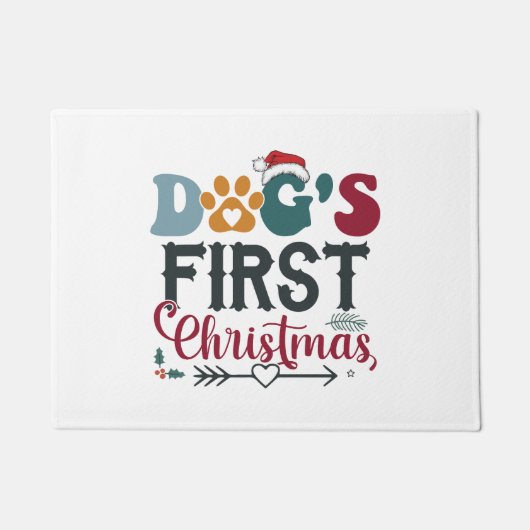 犬の初めてのクリスマス ドアマット (正面)
