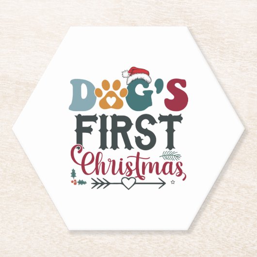 犬の初めてのクリスマス ペーパーコースター (正面)
