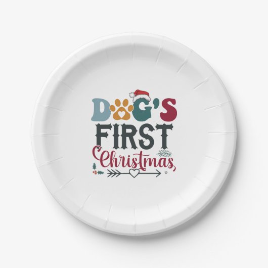 犬の初めてのクリスマス ペーパープレート (正面)