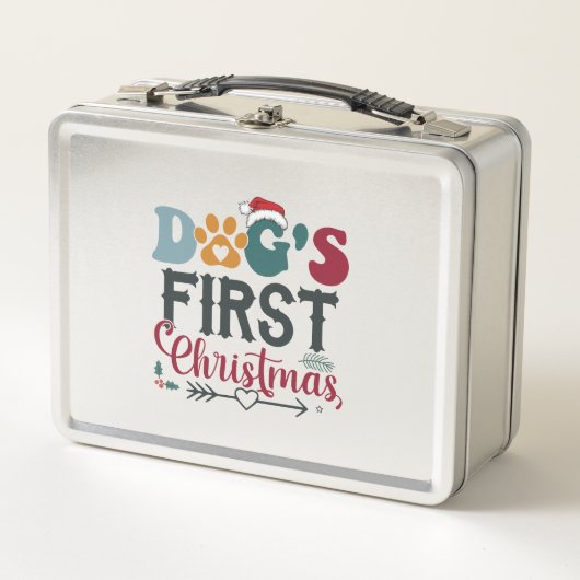 犬の初めてのクリスマス メタルランチボックス (正面)