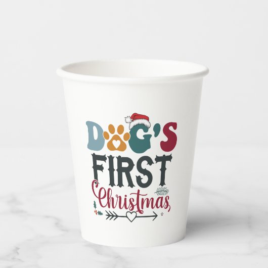 犬の初めてのクリスマス 紙コップ (正面)