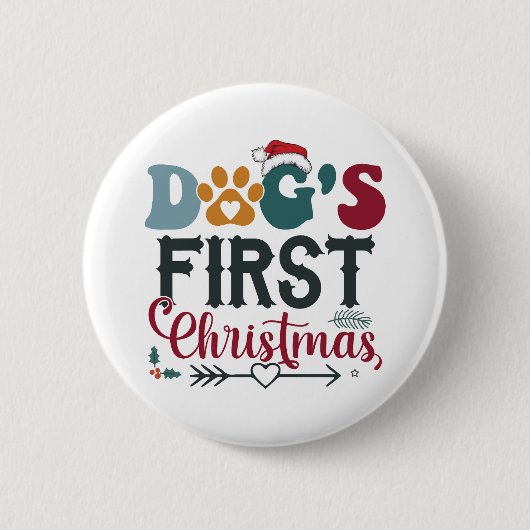 犬の初めてのクリスマス 缶バッジ (正面)