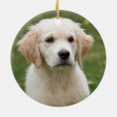 犬の初めてのクリスマスPlaidのパーソナライズされた写真 セラミックオーナメント (裏面)