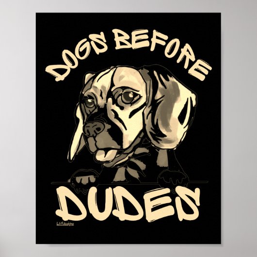 犬の前にDUDESかわいいおもしろい犬ビーグルギフト ポスター (正面)