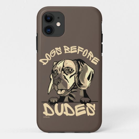 犬の前にDUDESかわいいおもしろい犬ビーグルギフト Case-Mate iPhoneケース (裏面)