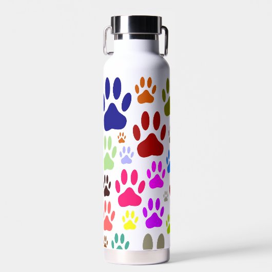 犬の前足が一面に印刷される ウォーターボトル (正面)