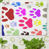 犬の前足が一面に印刷される キッチンタオル (折り畳み)