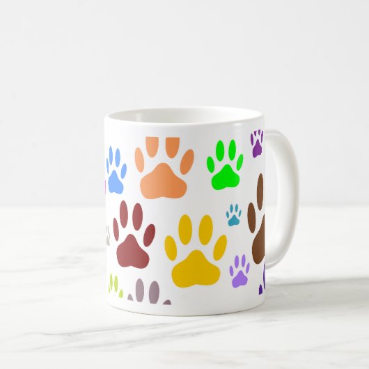 犬の前足が一面に印刷される コーヒーマグカップ (正面右)