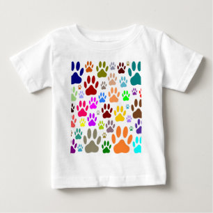 犬の前足が一面に印刷される ベビーTシャツ